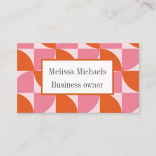 Mid century Abstract Orange and Pink Custom  Business Card