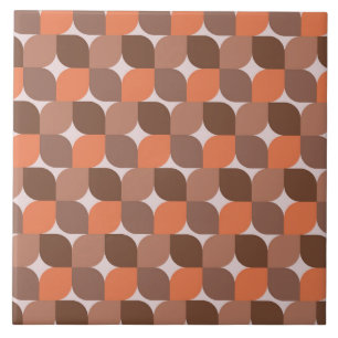 Mid Century Abstract Orange Brown Pattern  Tile