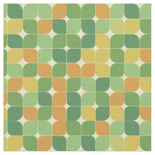 Mid Century Abstract Pattern Green Orange Fabric