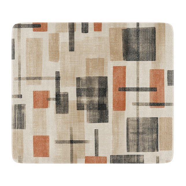 Mid Century Abstract Plaid Cutting Board (Front)