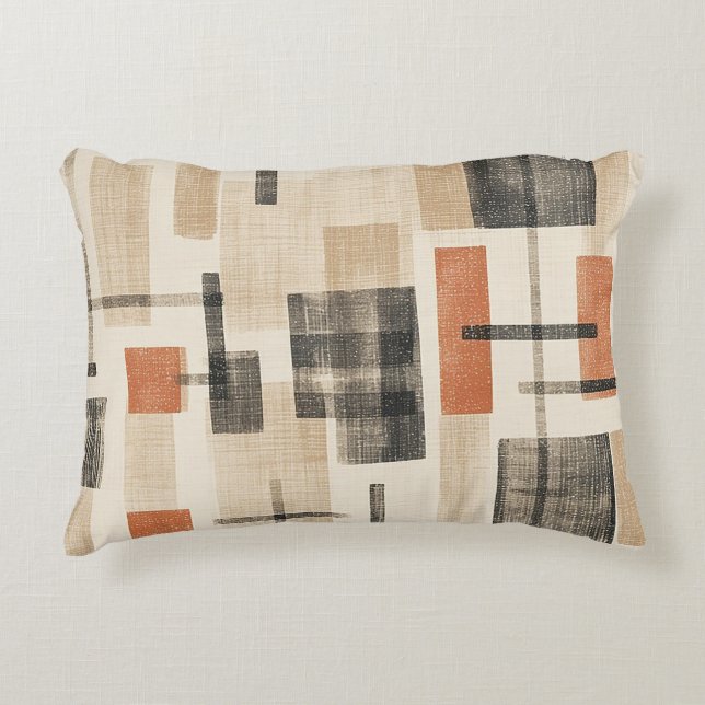 Mid Century Abstract Plaid Decorative Cushion (Front)