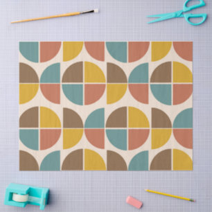 Mid Century Abstract shapes in mustard teal orange Tissue Paper