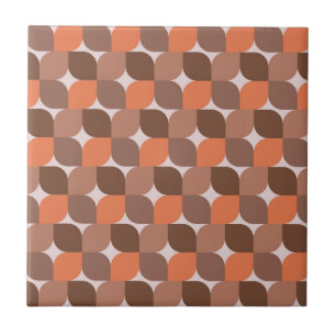 Mid Century Abstract Shapes in Orange and Brown Tile