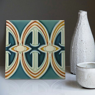 Mid-Century Abstract Symmetry Arts Crafts Movement Tile
