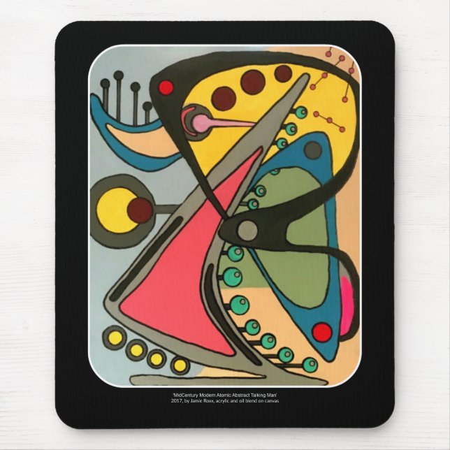 Mid-Century Abstract Talking Man painting on a Mouse Mat (Front)