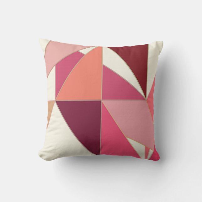 Mid Century Abstract - Triangles, Shell Pink Cushion (Front)