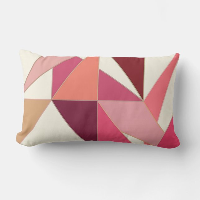 Mid Century Abstract - Triangles, Shell Pink Lumbar Cushion (Front)