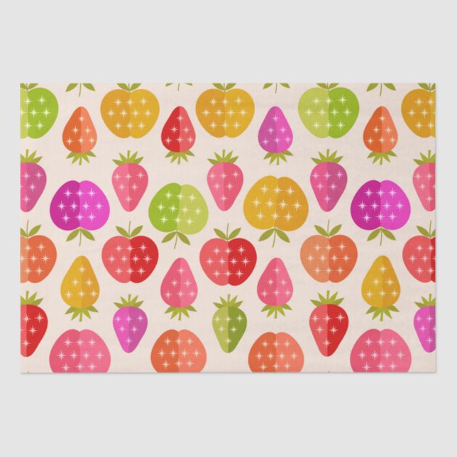 Mid century apples and strawberries colourful   tissue paper (Front)
