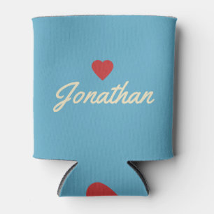 Mid-Century Aqua Sky Vintage RD Heart Signature Can Cooler