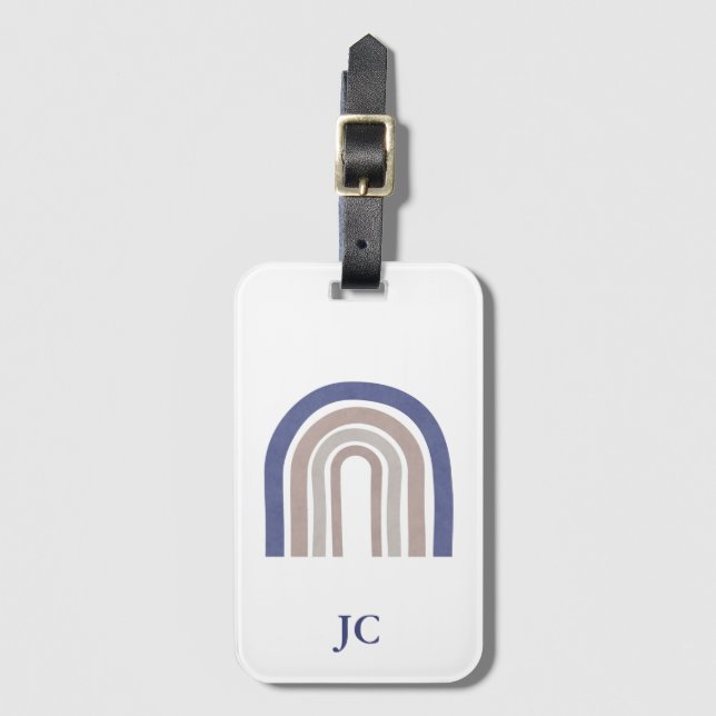 Mid Century Arches - Blue and Beige Luggage Tag (Front Vertical)