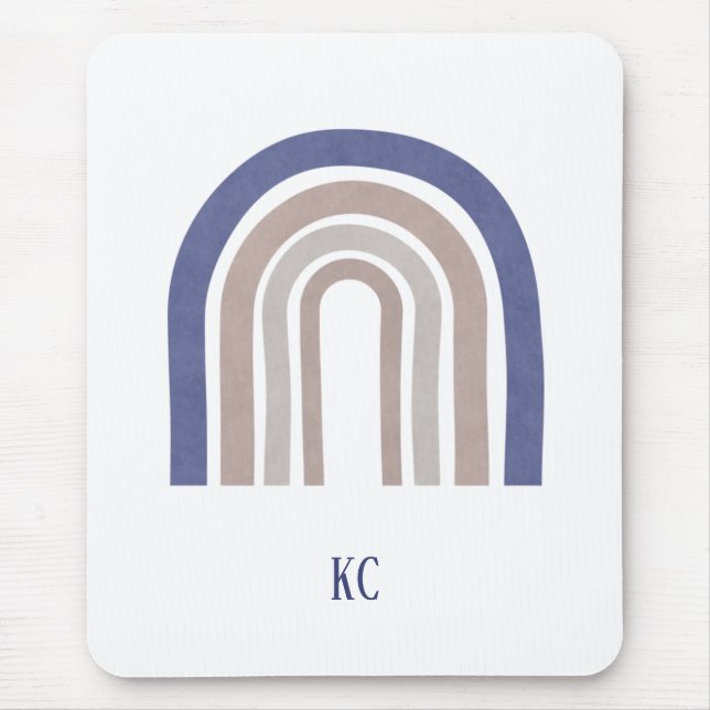 Mid Century Arches - Blue and Beige Mouse Mat (Front)
