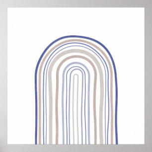 Mid Century Arches - Blue and Beige Poster