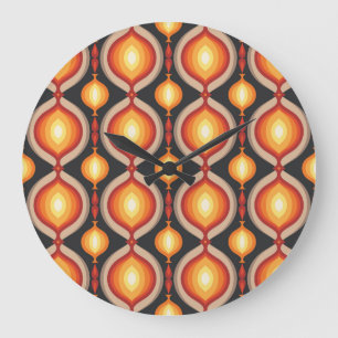Mid-century art: abstract geometric background. large clock