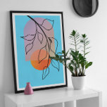 Mid Century Art Deco,  Faux Canvas Print<br><div class="desc">This abstract landscape print features a Scandinavian, mid-century, boho style design with a stylised plant in a pot and a window overlooking a beautiful blue sky with the sun shining through. The minimalist design is perfect for adding a touch of modern sophistication to any room in your home or office....</div>