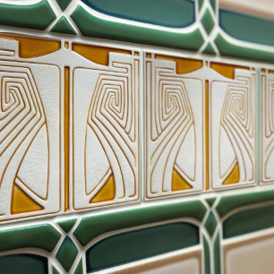Mid-Century Art Nouveau Symmetry Orange Tile