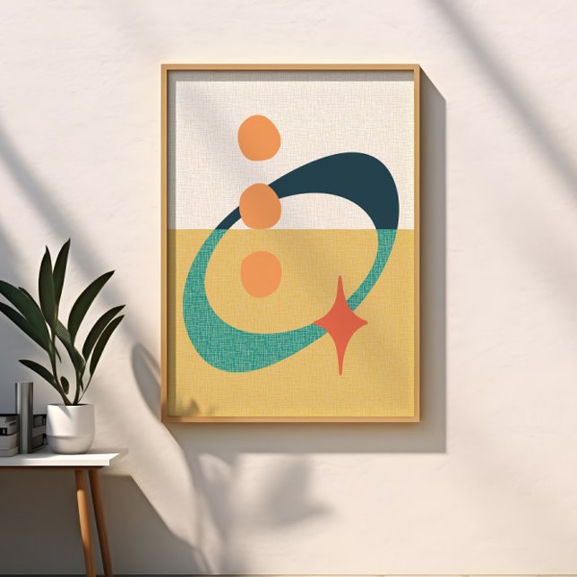 Mid Century Atomic Abstract Yellow, Orange, Teal Poster (Creator Uploaded)