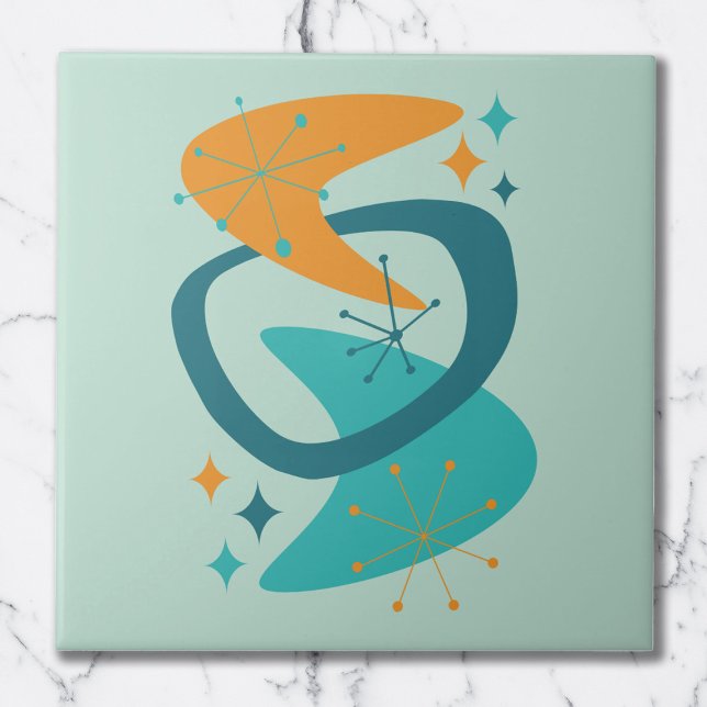 Mid Century Atomic Age 7 Aqua, Teal, Orange Tile (Creator Uploaded)