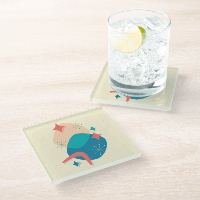 Mid-Century Atomic Age Abstract 17 Glass Coaster (Angled)