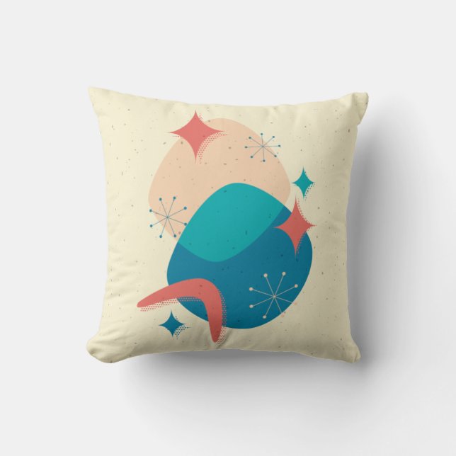 Mid-Century Atomic Age Abstract 17 Throw Pillow (Front)