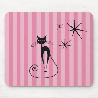 Mid-Century Atomic Black Cat Mousepad