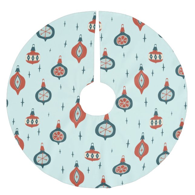 Mid-Century Atomic Christmas Brushed Polyester Tree Skirt (Front)