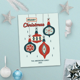 Mid-Century Atomic Christmas Holiday Postcard