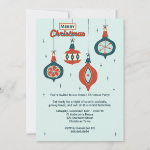 Mid-Century Atomic Christmas Invitation