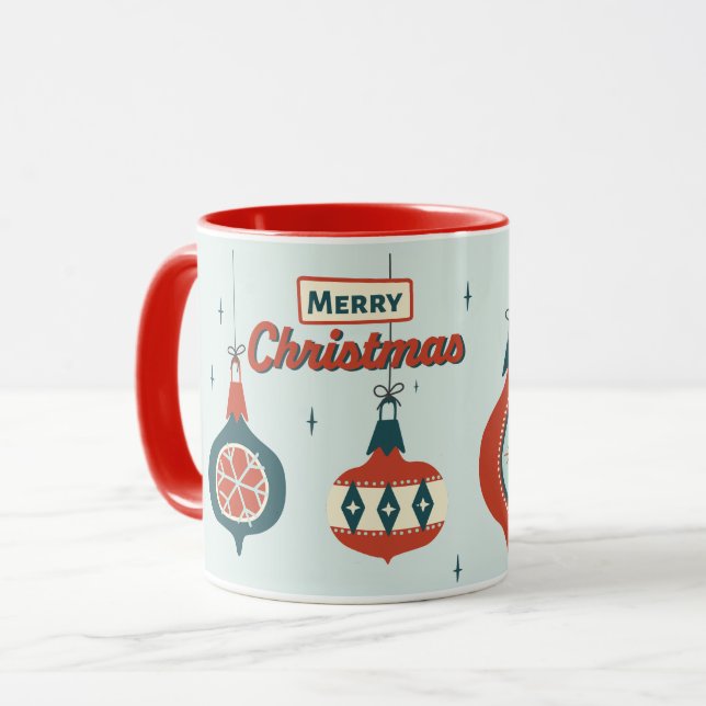 Mid-Century Atomic Christmas Mug (Front Left)