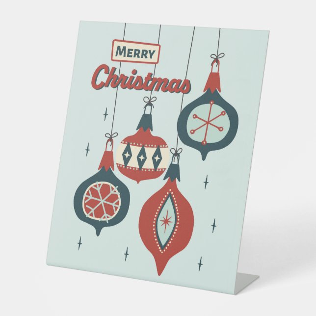 Mid-Century Atomic Christmas Pedestal Sign (Front)