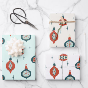 Mid-Century Atomic Christmas Wrapping Paper Sheet