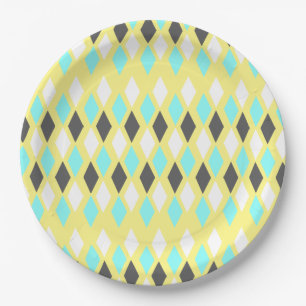 Mid-Century Atomic Diamonds on Yellow Paper Plate
