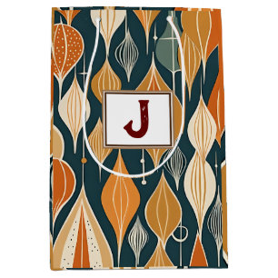 Mid Century Atomic Drops Ochre Modern Retro Medium Gift Bag