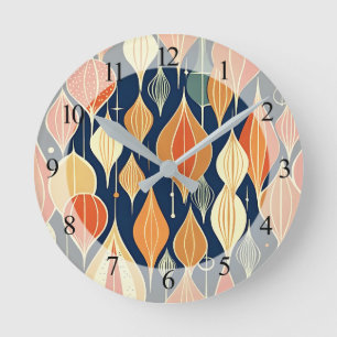 Mid Century Atomic Drops Ochre  Modern Retro  Round Clock