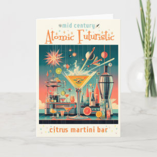 Mid Century Atomic Futuristic Citrus Martini Bar Card