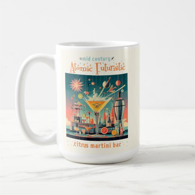 Mid Century Atomic Futuristic Citrus Martini Bar Coffee Mug (Left)