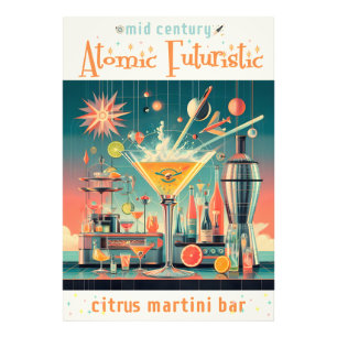 Mid Century Atomic Futuristic Citrus Martini Bar Photo Print