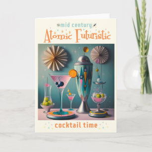 Mid Century Atomic Futuristic Cocktail Time Card