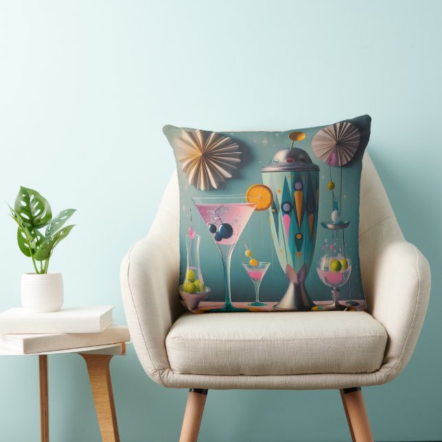 Mid Century Atomic Futuristic Cocktail Time Cushion (Chair)