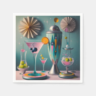 Mid Century Atomic Futuristic Cocktail Time Napkin