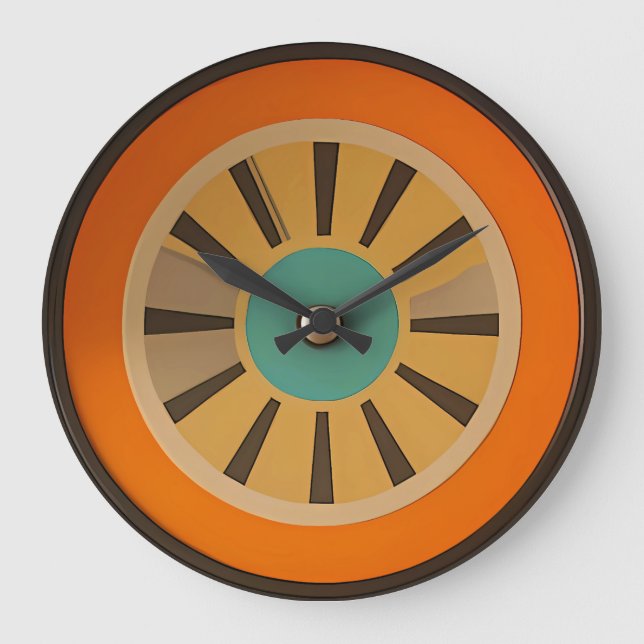 Mid Century Atomic Futuristic Orange Slice Large Clock (Front)