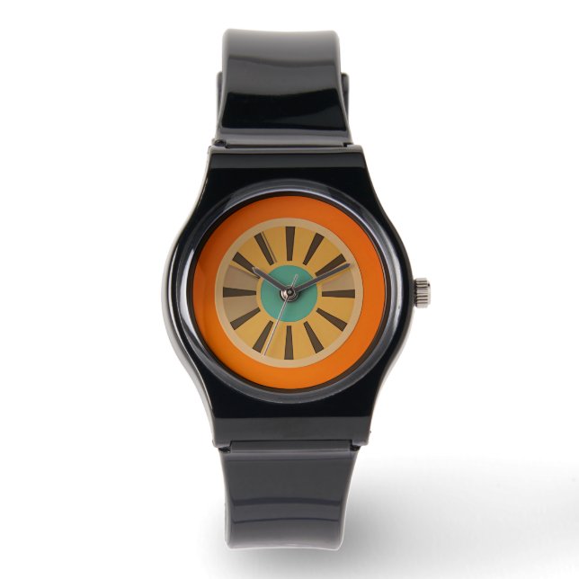 Mid Century Atomic Futuristic Orange Slice Watch (Front)