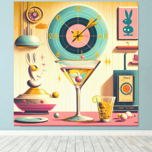 Mid Century Atomic Futuristic Rabbit Martini Canvas Print