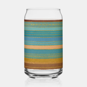 Mid Century Atomic Futuristic Stripes Print Can Glass