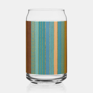 Mid Century Atomic Futuristic Stripes Print Can Glass