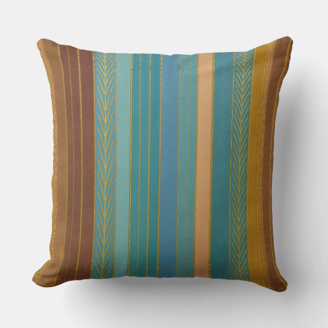 Mid Century Atomic Futuristic Stripes Print Cushion (Front)