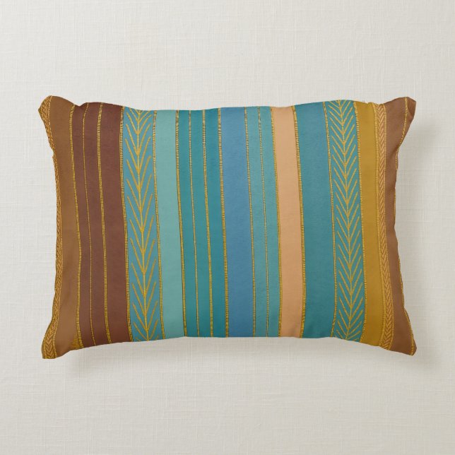 Mid Century Atomic Futuristic Stripes Print Decorative Cushion (Front)