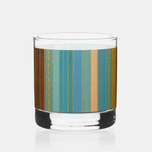 Mid Century Atomic Futuristic Stripes Print Whiskey Glass
