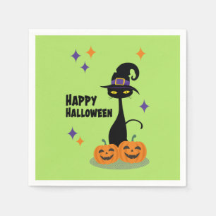Mid-Century Atomic Halloween Cat  Napkin