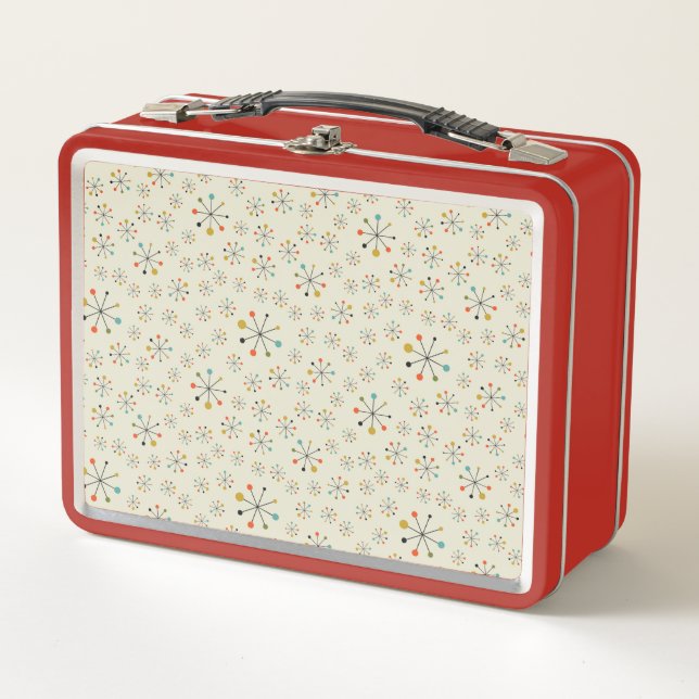 Mid-Century Atomic Inspired Pattern Metal Lunch Box (Front)
