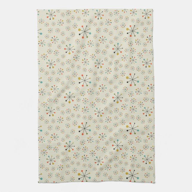 Mid-Century Atomic Inspired Pattern Tea Towel (Vertical)